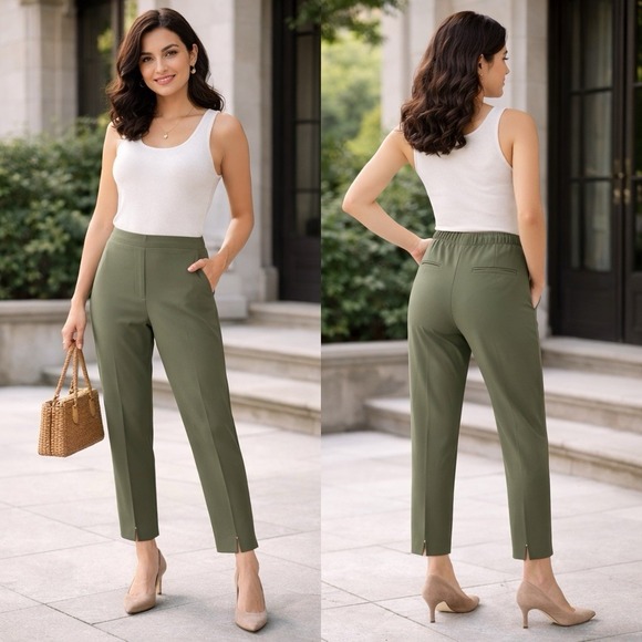 Banana Republic Olive Green Hayden Ankle Pant Sz 0 Petite Best Seller - Picture 4 of 4